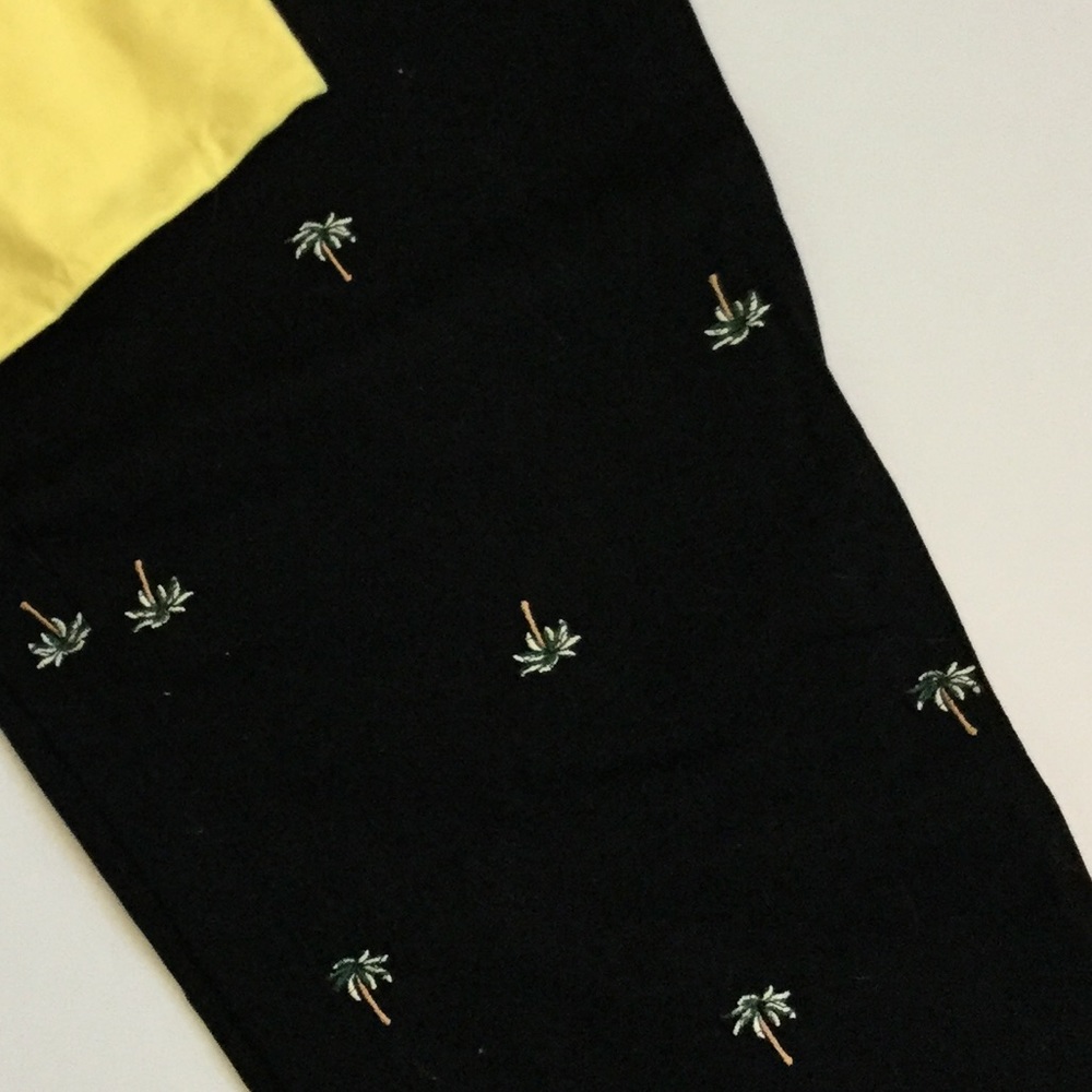 Black Capris Embellished with Palm Tree. Size 12